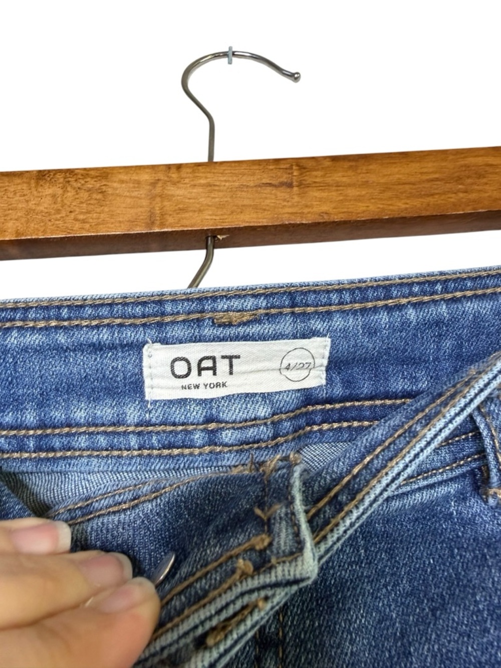 Oat New York Sailor Medium Wash Wide Leg Ankle Jeans High Rise Boho Classic - Picture 3 of 9